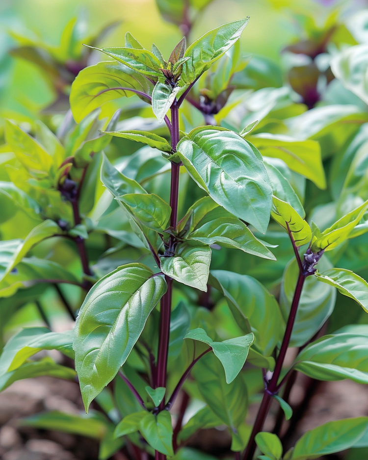 Bazylia pospolita Siam Queen (Ocimum basilicum) uprawiana z nasion