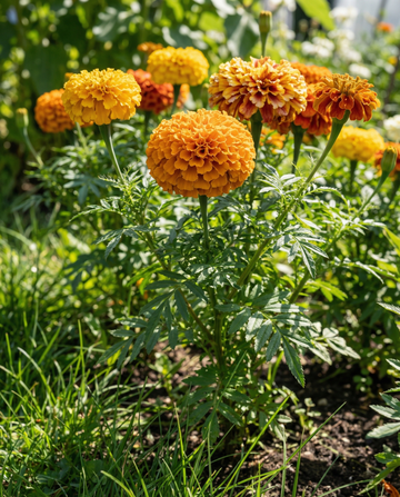 Aksamitka wzniesiona Sunset Giants Mixed (Tagetes erecta) – organiczne nasiona jednorocznych kwiatów od SeedsChoice