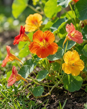Nasturcja wspinaczkowa w mieszanych kolorach (Tropaeolum majus) – ekologiczne jednoroczne nasiona pnącza od SeedsChoice