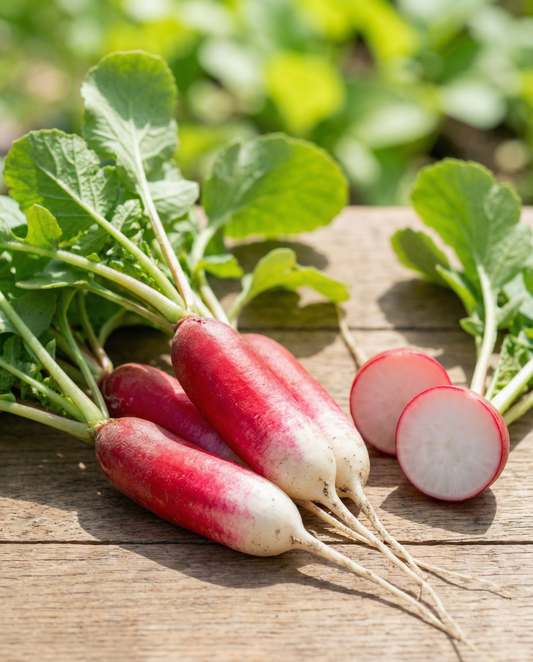 Radish French Breakfast (Raphanus sativus) – organic annual vegetable seeds from SeedsChoice