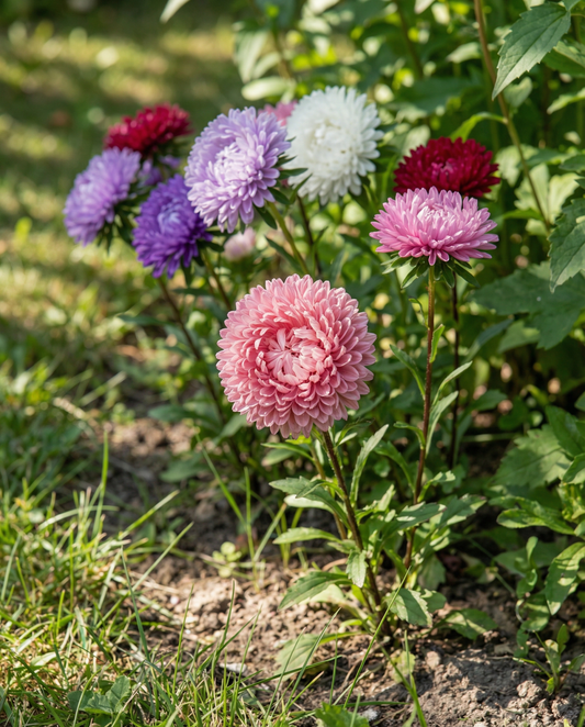 Aster Pompon Mixed (Callistephus chinensis) – nasiona mieszanki jednorocznej od SeedsChoice