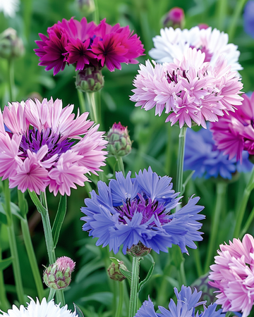 Nasiona chabra Double Flowering Mix (Centaurea cyanus) – kwiat jednoroczny