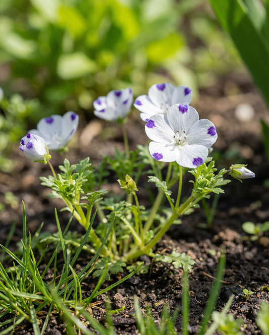 Baby Blue Eyes (Nemophila maculata) – nasiona kwiatów jednorocznych od SeedsChoice