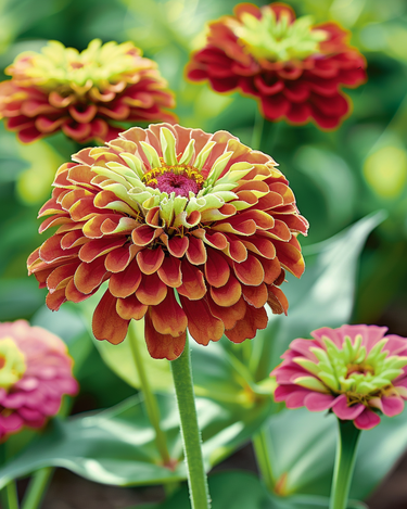 Nasiona Queeny Red Lime (Zinnia elegans) – roślina jednoroczna