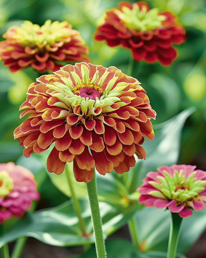 Nasiona Queeny Red Lime (Zinnia elegans) – roślina jednoroczna