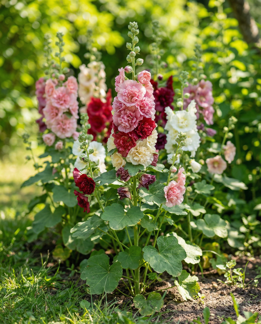Malwa Antwerp Stars (Alcea rosea) – nasiona dwuletniego miksu od SeedsChoice