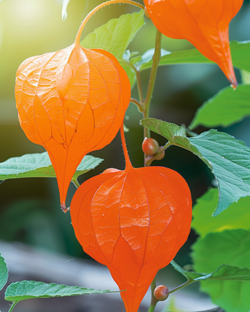 Nasiona miechunki rozdętej pomarańczowe kielichy (Physalis alkekengi) – bylina kwiatowa