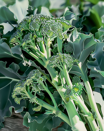 Nasiona brokułu rozgałęzionego Spigariello Late (Brassica oleracea) – nasiona kiełkujące