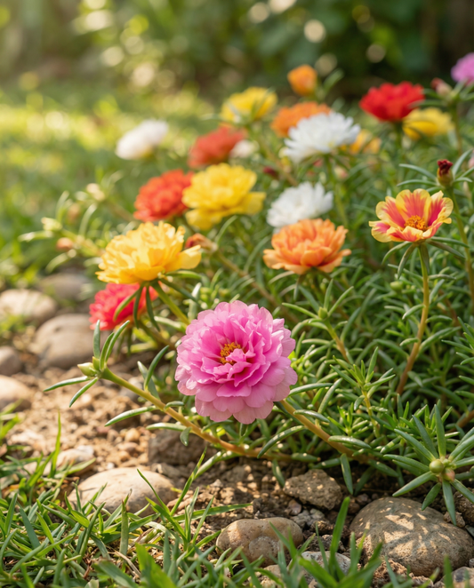 Double Mixed Rock Garden (Portulaca grandiflora) – nasiona kwiatów jednorocznych od SeedsChoice