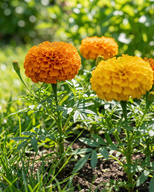 Aksamitka wzniesiona Sunset Giants Mix (Tagetes erecta) – nasiona kwiatów jednorocznych od SeedsChoice