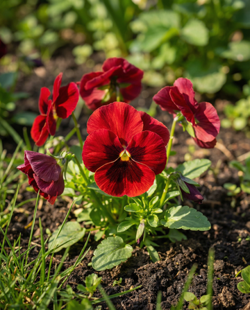 Bratek Red Wing (Viola wittrockiana) – nasiona dwuletnich kwiatów od SeedsChoice