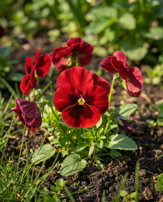 Bratek Red Wing (Viola wittrockiana) – nasiona dwuletnich kwiatów od SeedsChoice