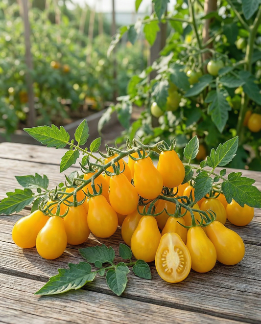 Żółty pomidor koktajlowy gruszkowy (Solanum lycopersicum) – nasiona jednorocznego warzywa od SeedsChoice