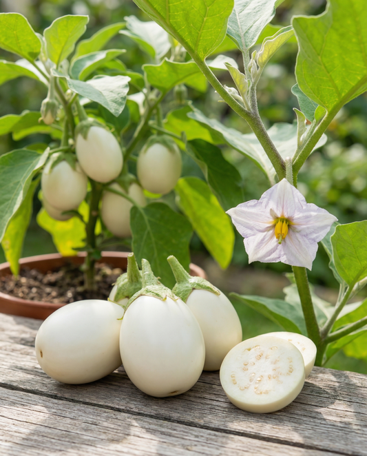 Eggplant White Egg (Solanum melongena) – annual vegetable seeds from SeedsChoice