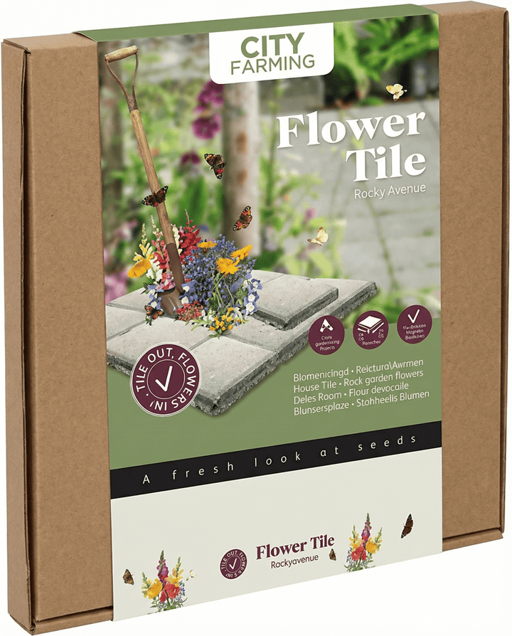 Rock Garden Flower Seeds Tile Kit With Coco Tablet Jute Mat