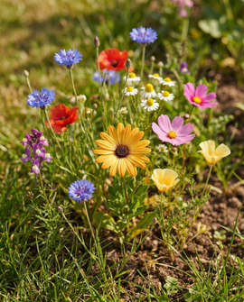 Nasiona Roadside Wildflower Jednoroczna Mieszanka 100 M2 Pokrycie Słoneczne Miejsce